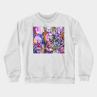 Flower and Circles Print Crewneck Sweatshirt